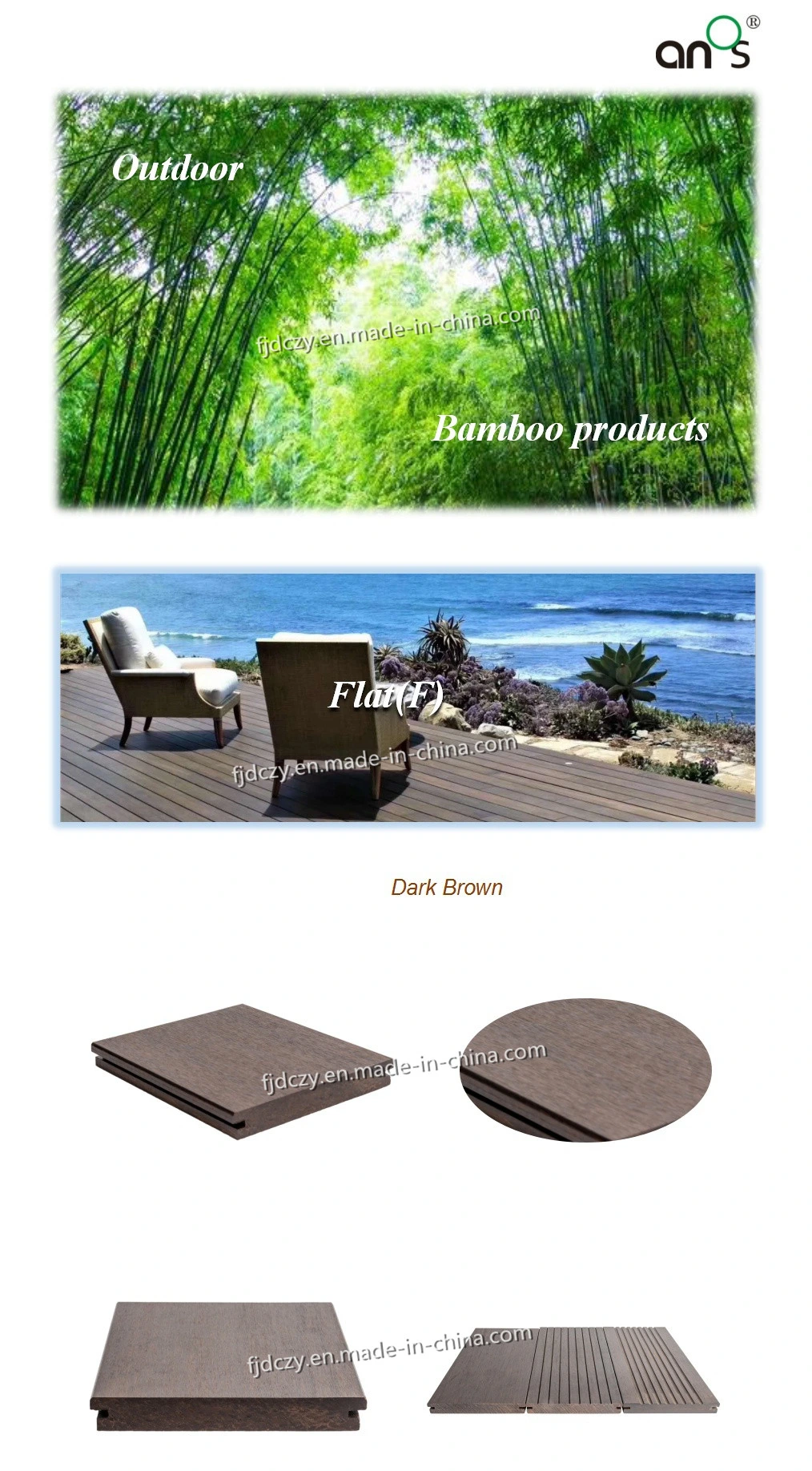 Freeze Resistant Outside Solid Hardwood Bamboo Composite Decking//Floor/Flooring