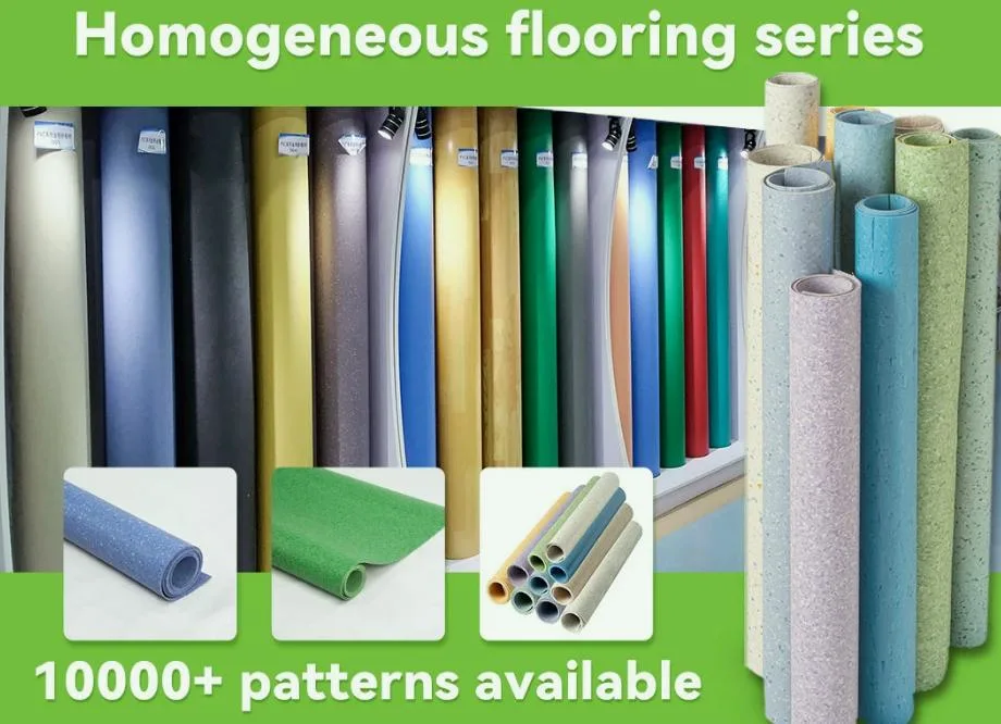 Anti-Static Building Material Commercial Homogeneous PVC Vinyl Sheet Roll Flooring for Hospital