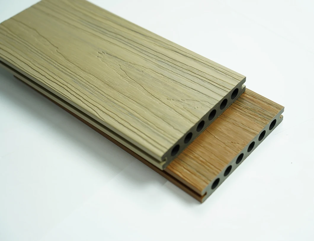 Soundproof Co-Extrusion WPC Wood Plastic Composite Board Decking Flooring Round Hole