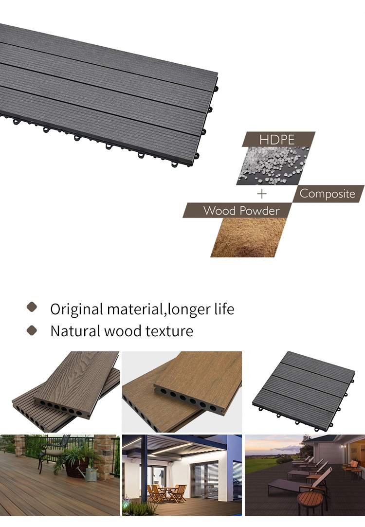 Factory Wholesale Waterproof Wood Plastic Composite Tile WPC DIY Garden Yard Interlocking Decking Tiles