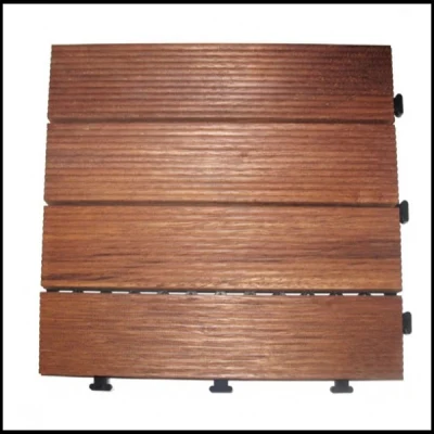 Azulejo de cubierta de Merbau ranurado/Baldosa de suelo de bricolaje/Baldosa de suelo de madera al aire libre para jardín/balcón/baño