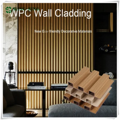 Panel de pared WPC de revestimiento de coextrusión impermeable de decoración duradera de PVC compuesto de plástico de madera para exteriores
