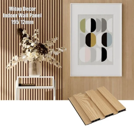 Tablero de revestimiento compuesto de madera y plástico para interiores Revestimiento de madera de vinilo Decorativo Panel de pared de WPC de PVC con revestimiento acanalado 3D